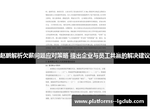 赵鹏解析欠薪问题应对策略 提出企业与员工共赢的解决建议